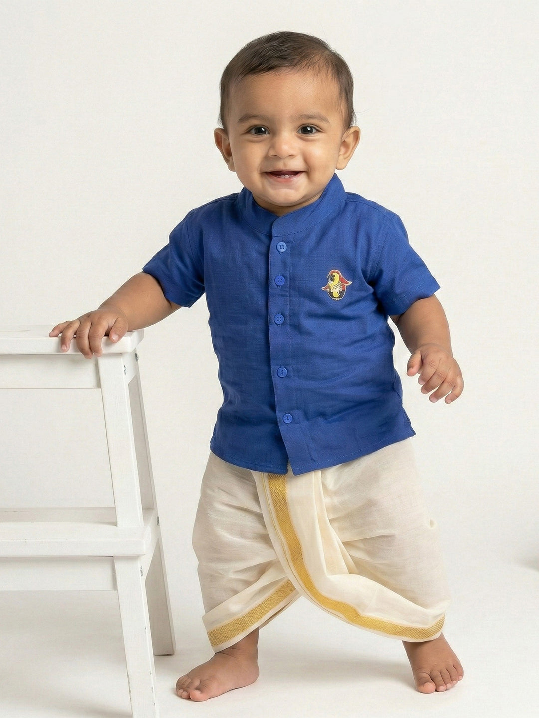Born Baby Traditional Shirt with Dhoti and Panchakacham Set