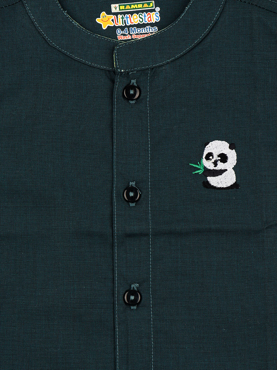 Born Baby Traditional Shirt with Dhoti and Panchakacham Set Dark Green