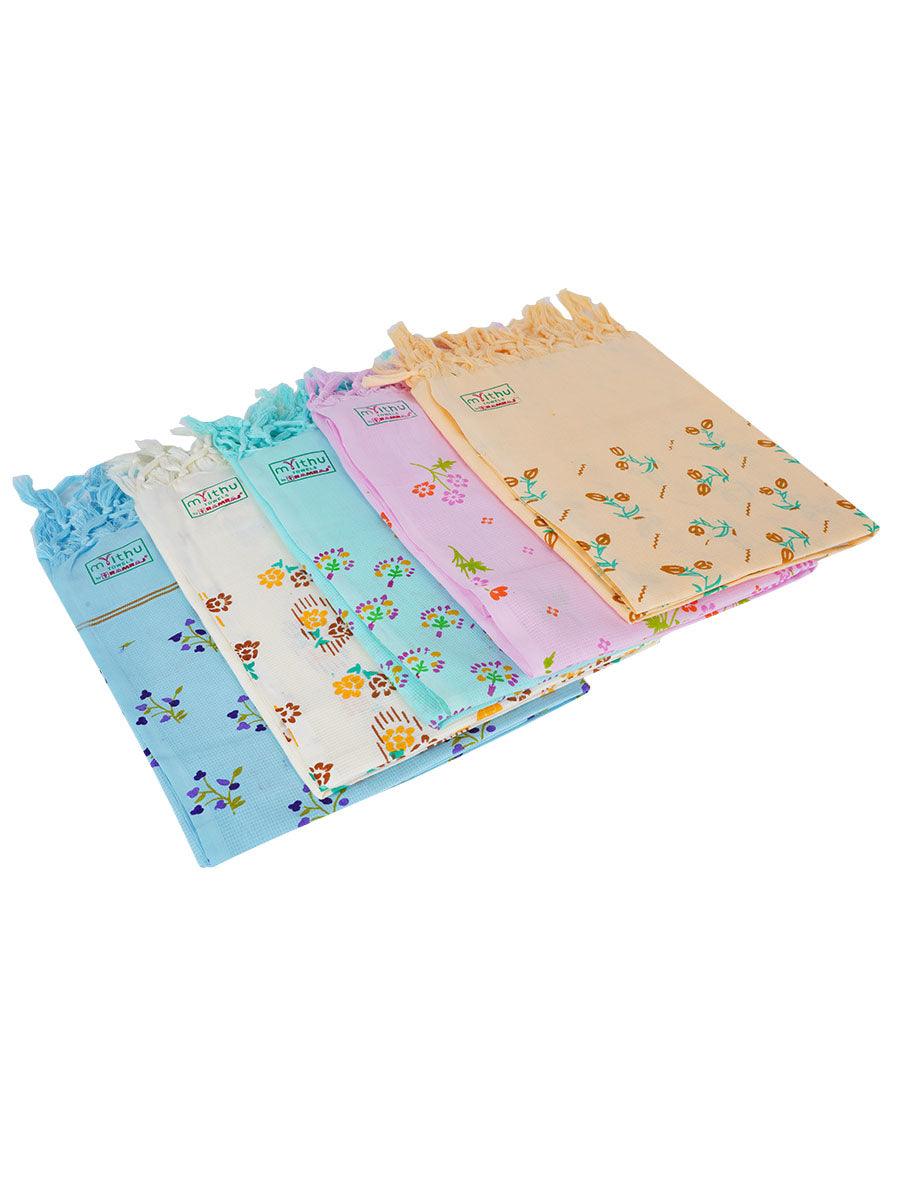 Premium Cotton Assorted Colour and Printed Napkin / Hand Towel (Pack of 6)