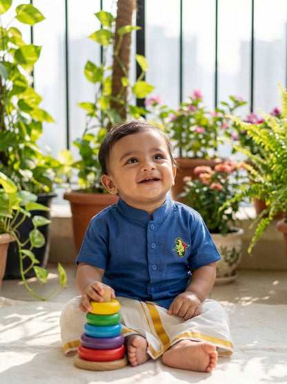 Born Baby Traditional Shirt with Dhoti and Panchakacham Set
