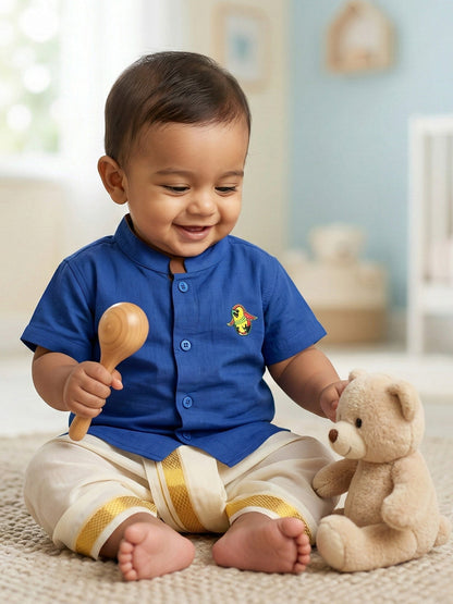 Born Baby Traditional Shirt with Dhoti and Panchakacham Set