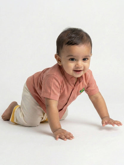 Born Baby Traditional Shirt with Dhoti and Panchakacham Set Pink