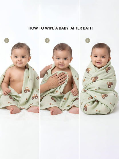 Premium Soft Baby Bath Towel (Pack of 3)  Gentle & Quick Absorbing Cotton | 0.75m x 1.42m