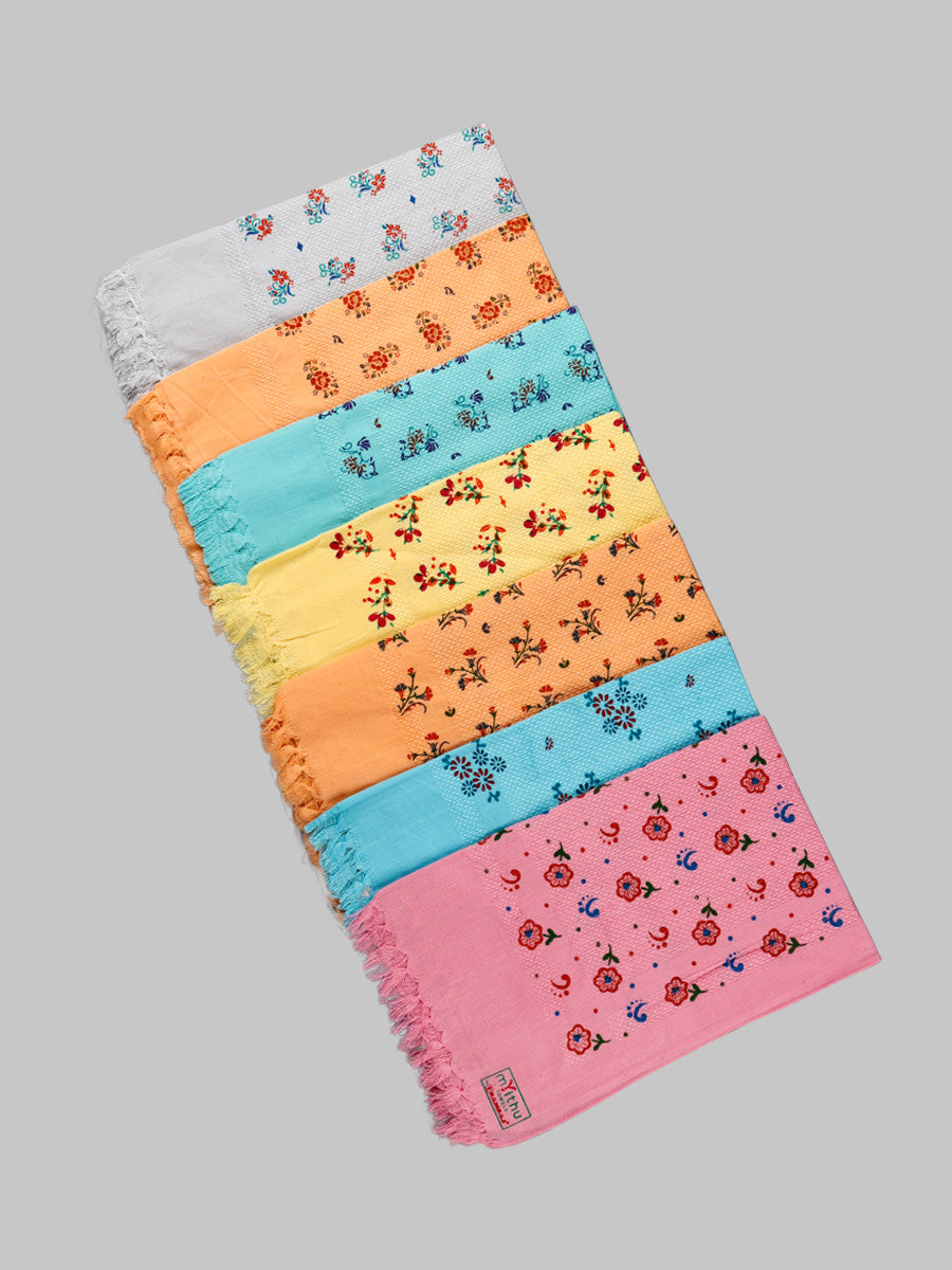 Premium Cotton Assorted Colour and Printed Napkin / Hand Towel (Pack of 6)
