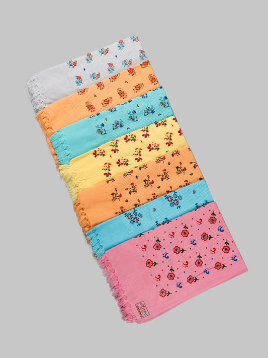 Premium Cotton Assorted Colour and Printed Napkin / Hand Towel (Pack of 6)