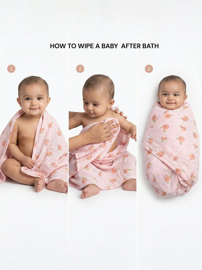 Premium Soft Baby Bath Towel (Pack of 3)  Gentle & Quick Absorbing Cotton | 0.75m x 1.42m