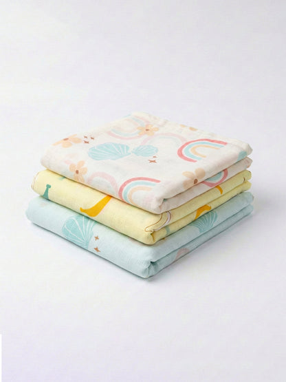 Premium Soft Baby Bath Towel (Pack of 3)  Gentle & Quick Absorbing Cotton | 0.75m x 1.42m