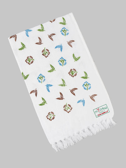 Premium Cotton White with Assorted Printed Napkin / Hand Towel (Pack of 6)