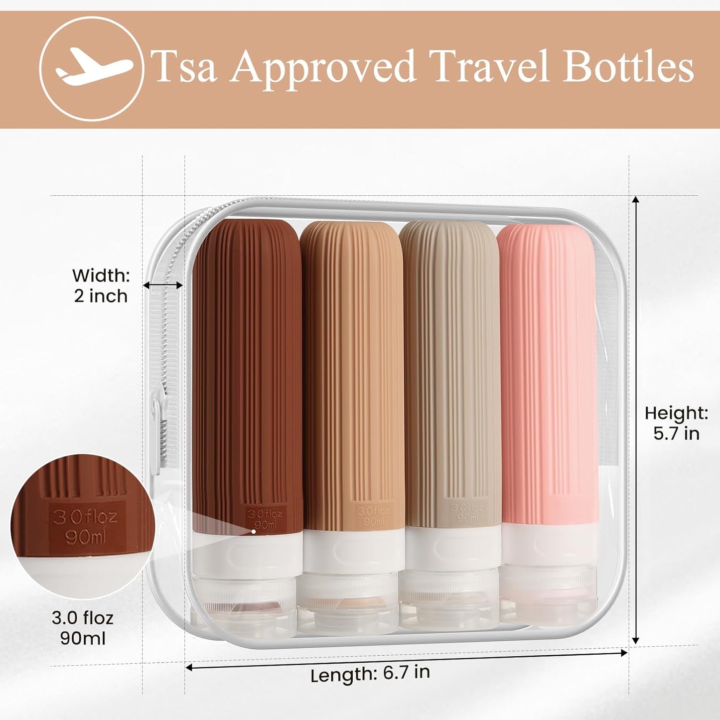 Travel Essentials Squeezable Silicone Bottles