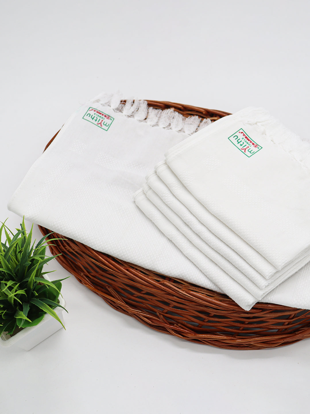 Premium Cotton White Napkin / Hand Towel (Pack of 6)