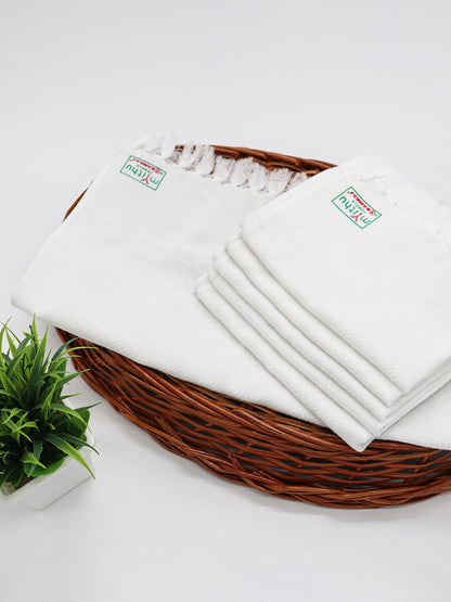 Premium Cotton White Napkin / Hand Towel (Pack of 6)